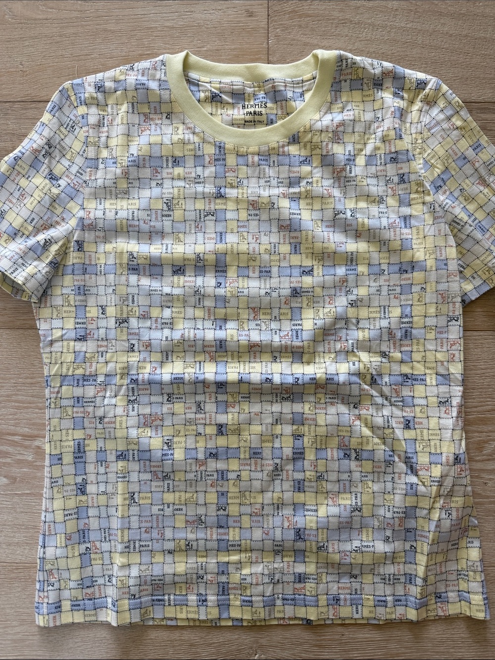 Hermes women’s Yellow Patterned Short-Sleeve Tee